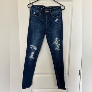 Women’s American Eagle Mid-Rise Distressed Jegging Skinny Jeans Size 4 Long
